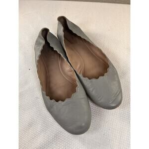 Chloe Gray Lauren Ballerina Flats Scalloped Edges‎ Size 33 .5 / Sz 2